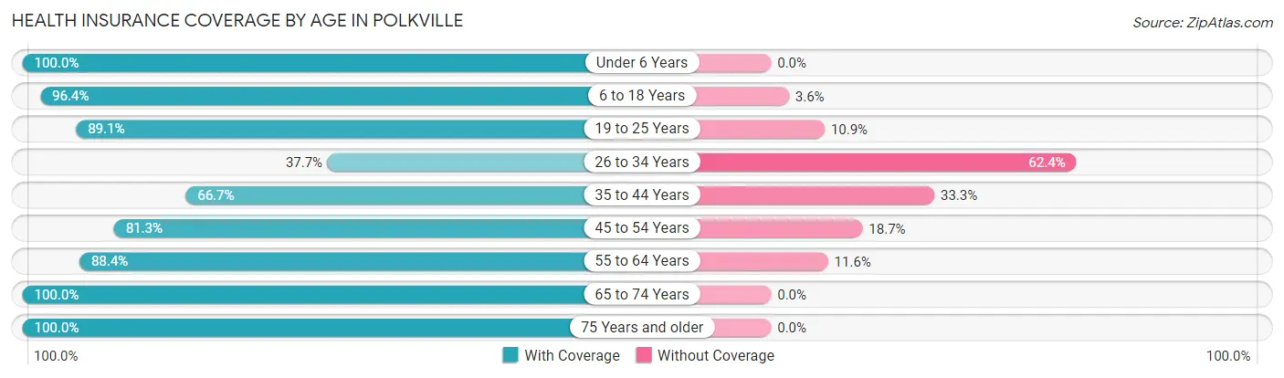 Health Insurance Coverage by Age in Polkville