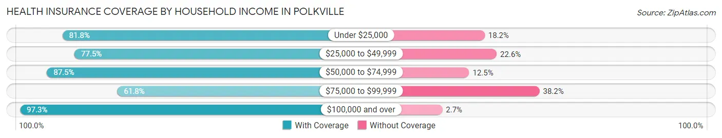 Health Insurance Coverage by Household Income in Polkville