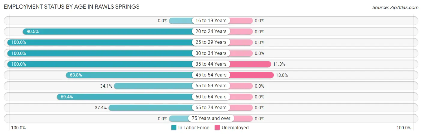 Employment Status by Age in Rawls Springs