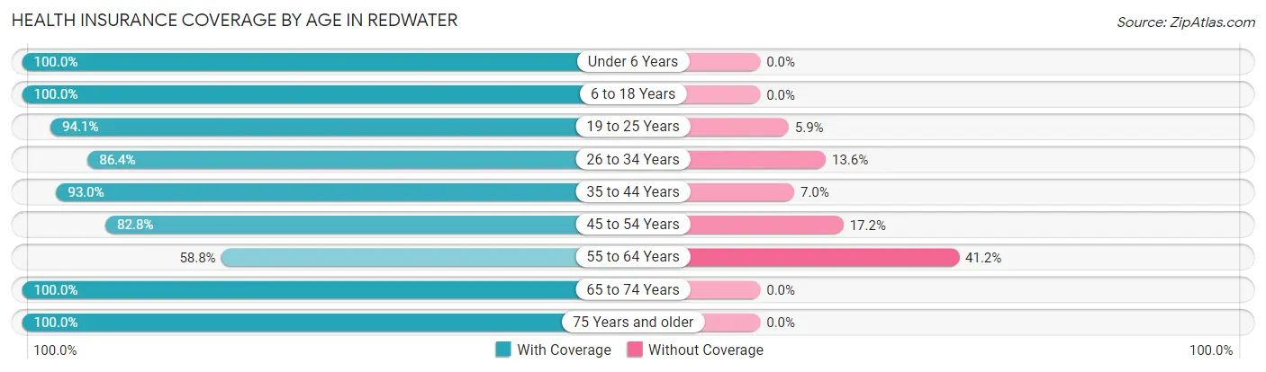Health Insurance Coverage by Age in Redwater