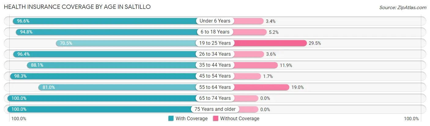 Health Insurance Coverage by Age in Saltillo