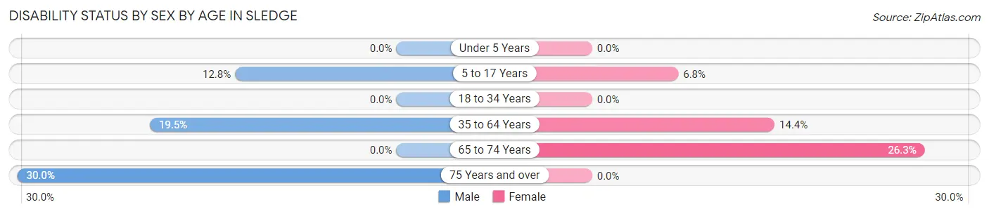Disability Status by Sex by Age in Sledge