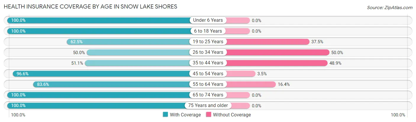Health Insurance Coverage by Age in Snow Lake Shores