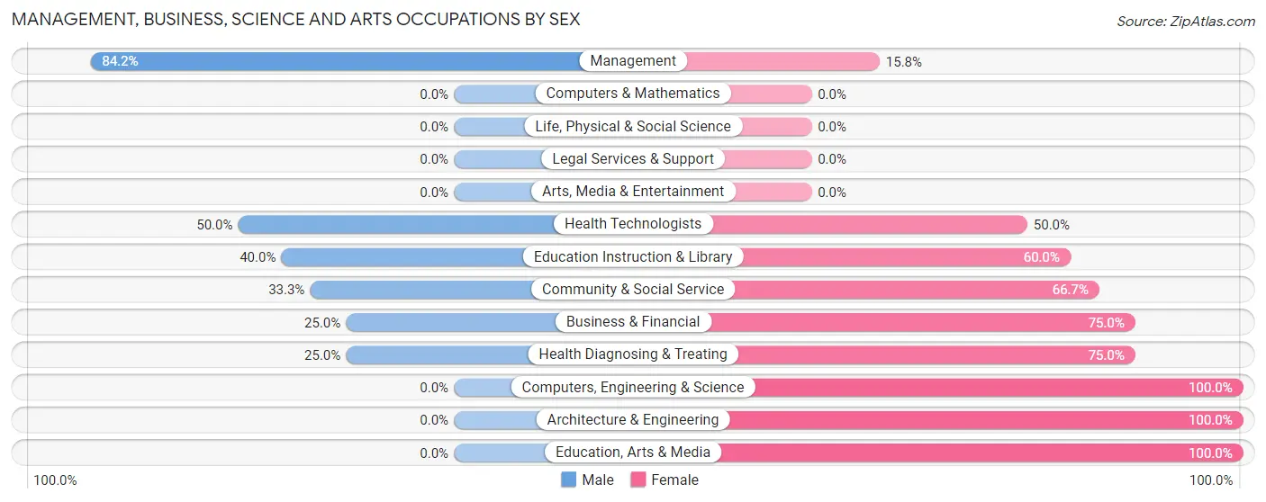 Management, Business, Science and Arts Occupations by Sex in Snow Lake Shores
