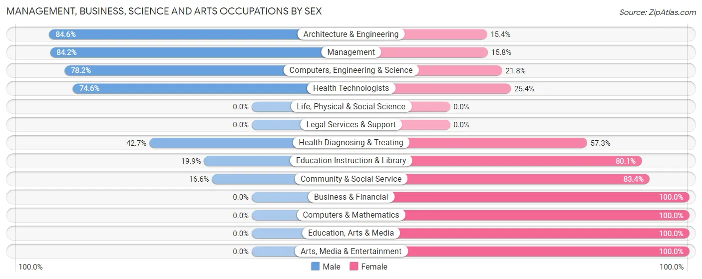 Management, Business, Science and Arts Occupations by Sex in St Martin