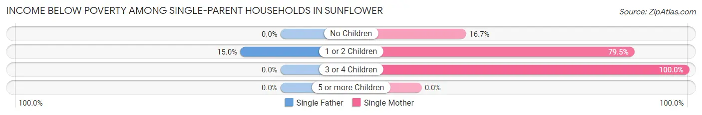 Income Below Poverty Among Single-Parent Households in Sunflower