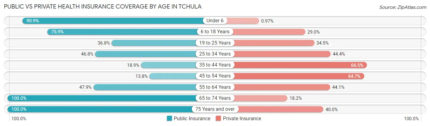 Public vs Private Health Insurance Coverage by Age in Tchula