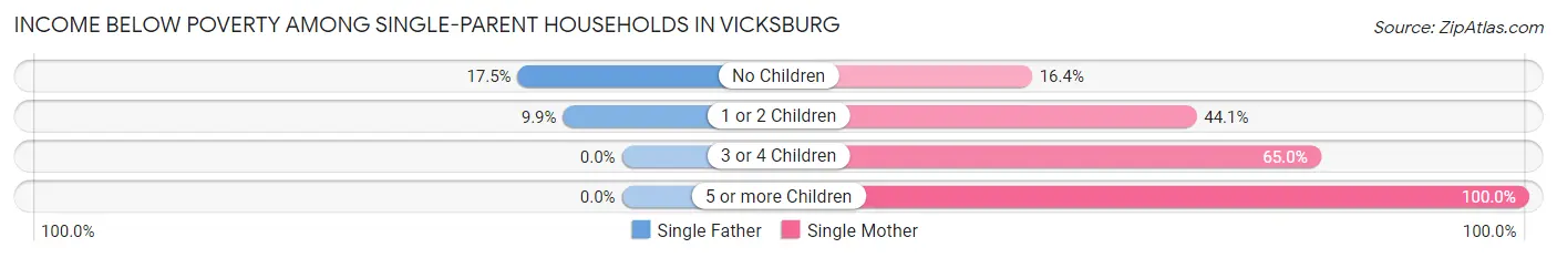 Income Below Poverty Among Single-Parent Households in Vicksburg