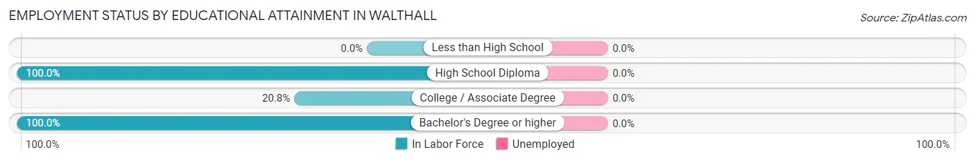 Employment Status by Educational Attainment in Walthall