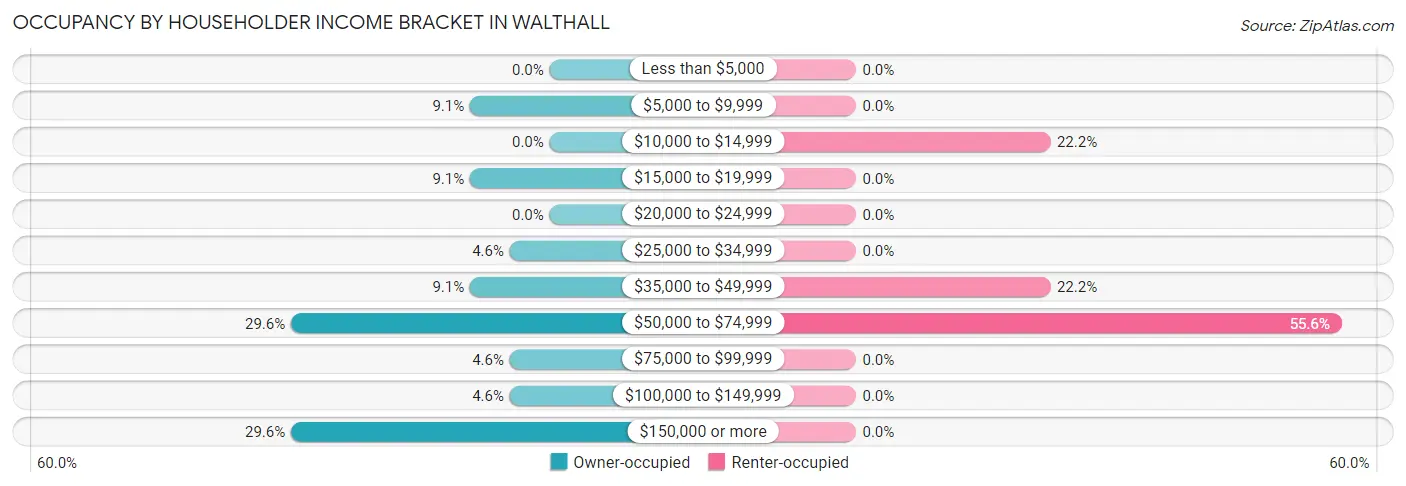 Occupancy by Householder Income Bracket in Walthall