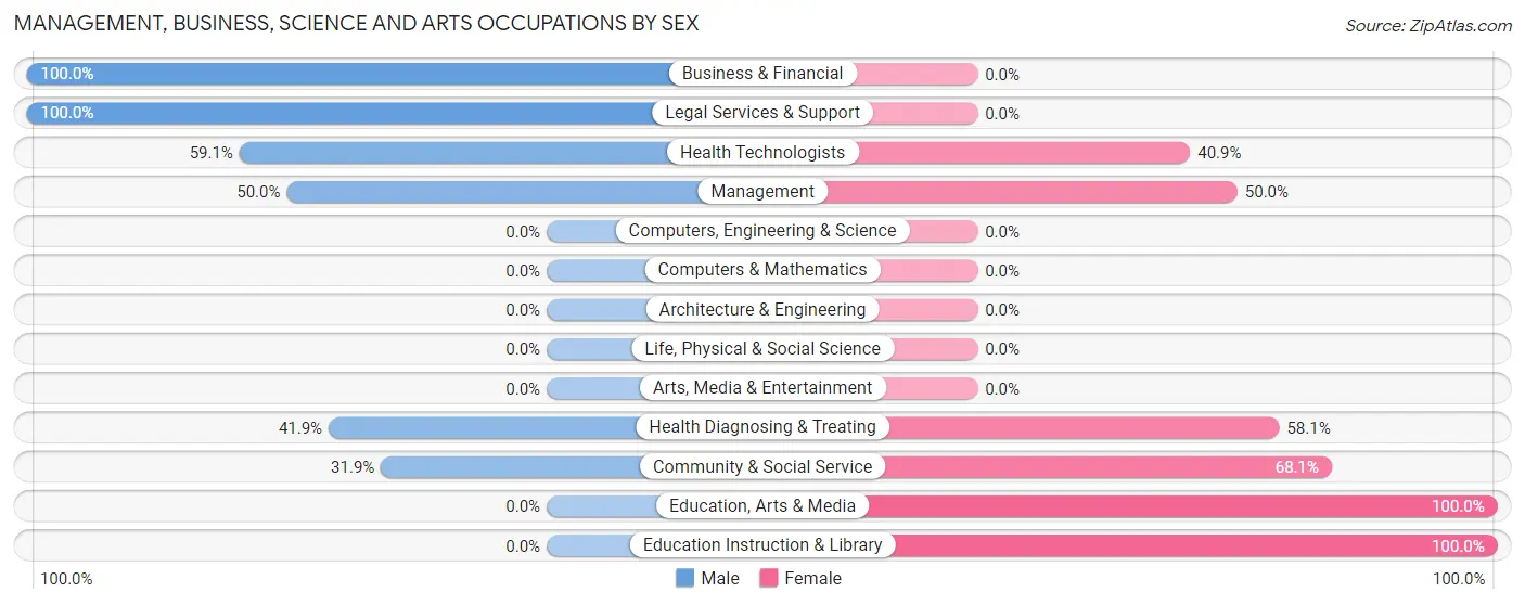 Management, Business, Science and Arts Occupations by Sex in Waynesboro
