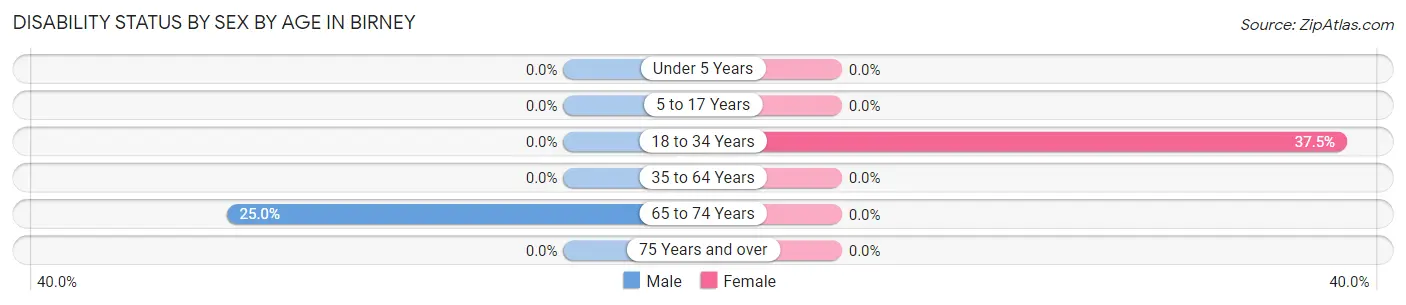 Disability Status by Sex by Age in Birney
