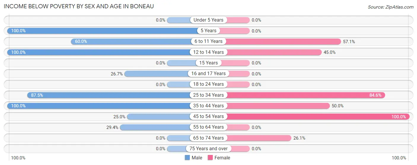 Income Below Poverty by Sex and Age in Boneau