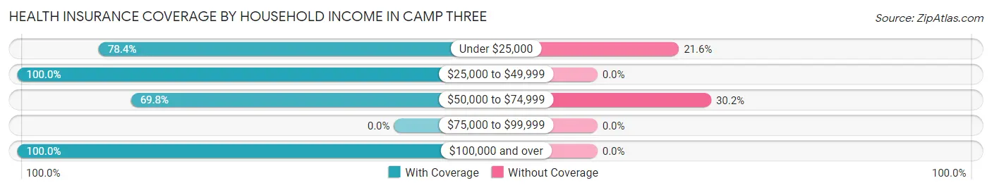 Health Insurance Coverage by Household Income in Camp Three