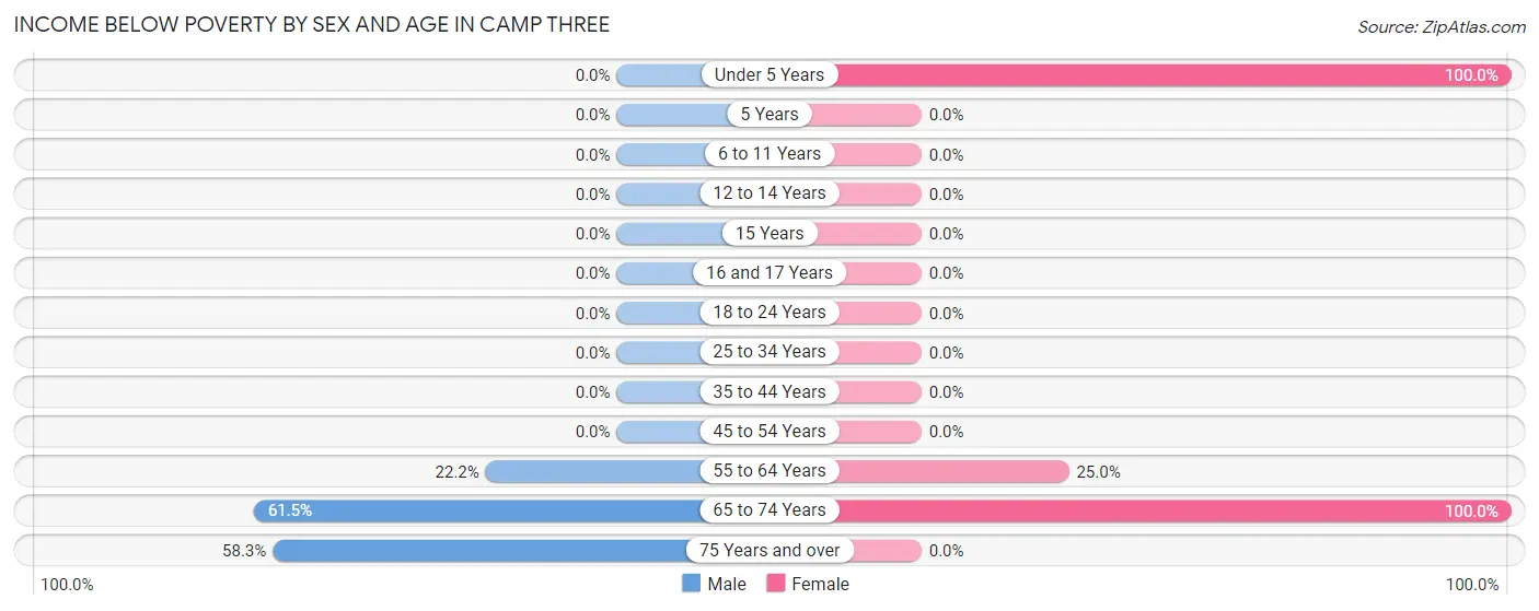 Income Below Poverty by Sex and Age in Camp Three