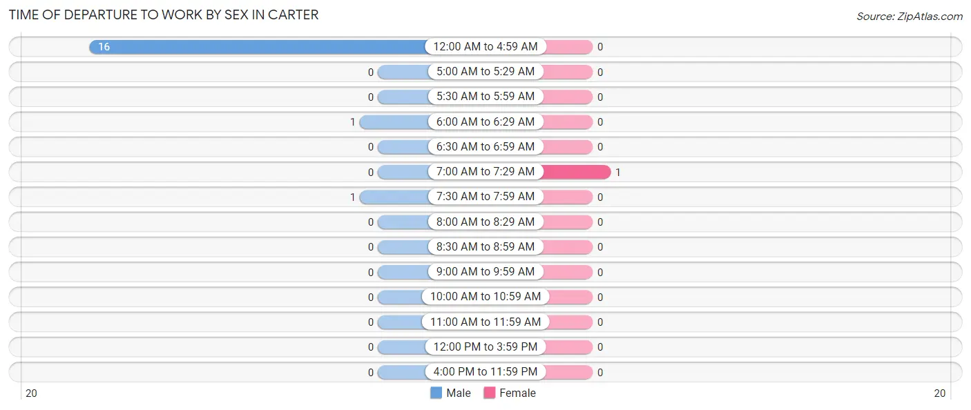 Time of Departure to Work by Sex in Carter