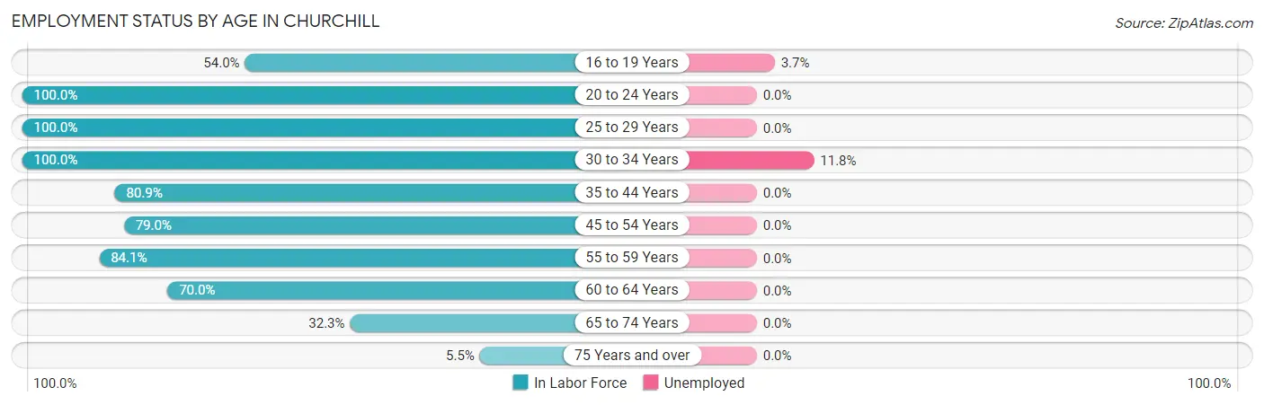 Employment Status by Age in Churchill