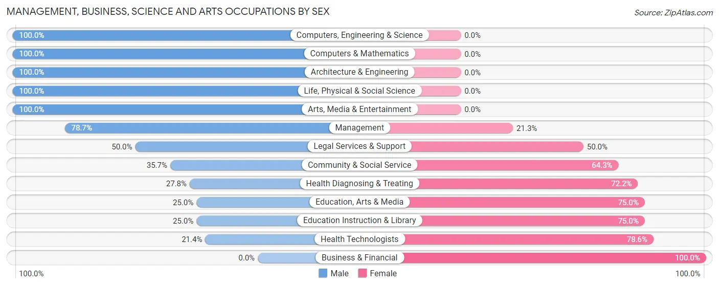 Management, Business, Science and Arts Occupations by Sex in Churchill