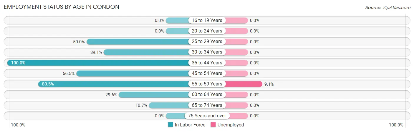 Employment Status by Age in Condon