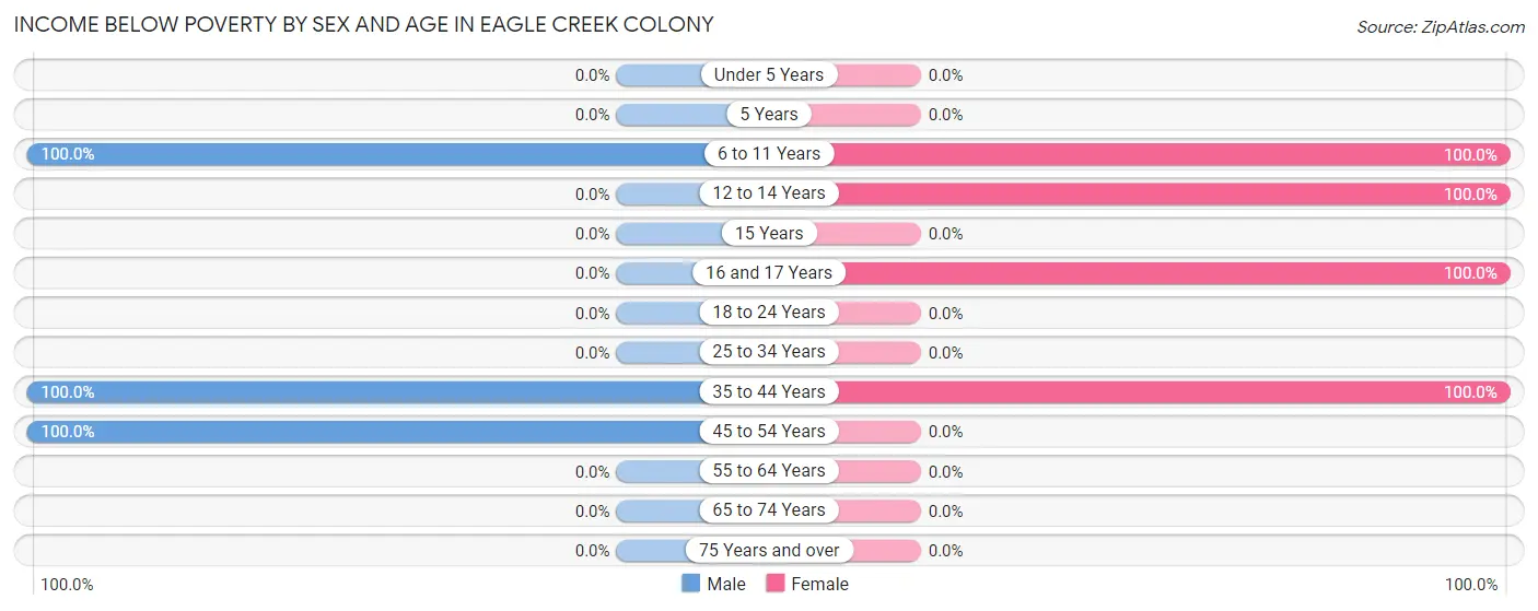 Income Below Poverty by Sex and Age in Eagle Creek Colony