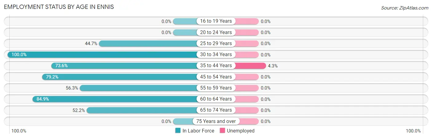 Employment Status by Age in Ennis