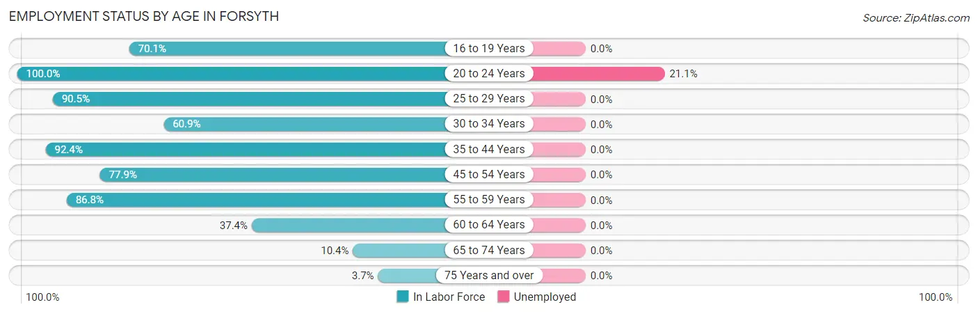 Employment Status by Age in Forsyth