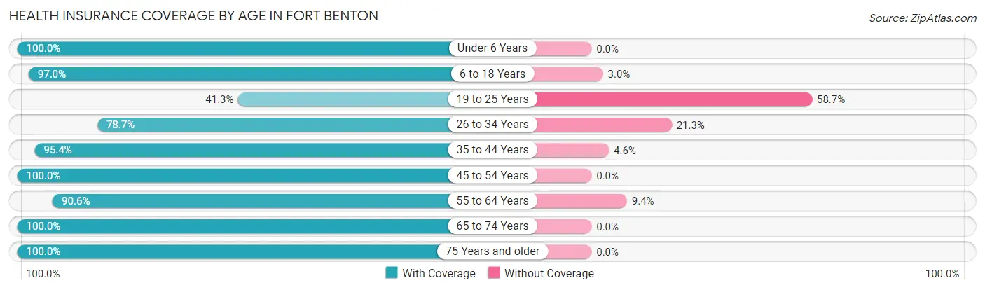 Health Insurance Coverage by Age in Fort Benton