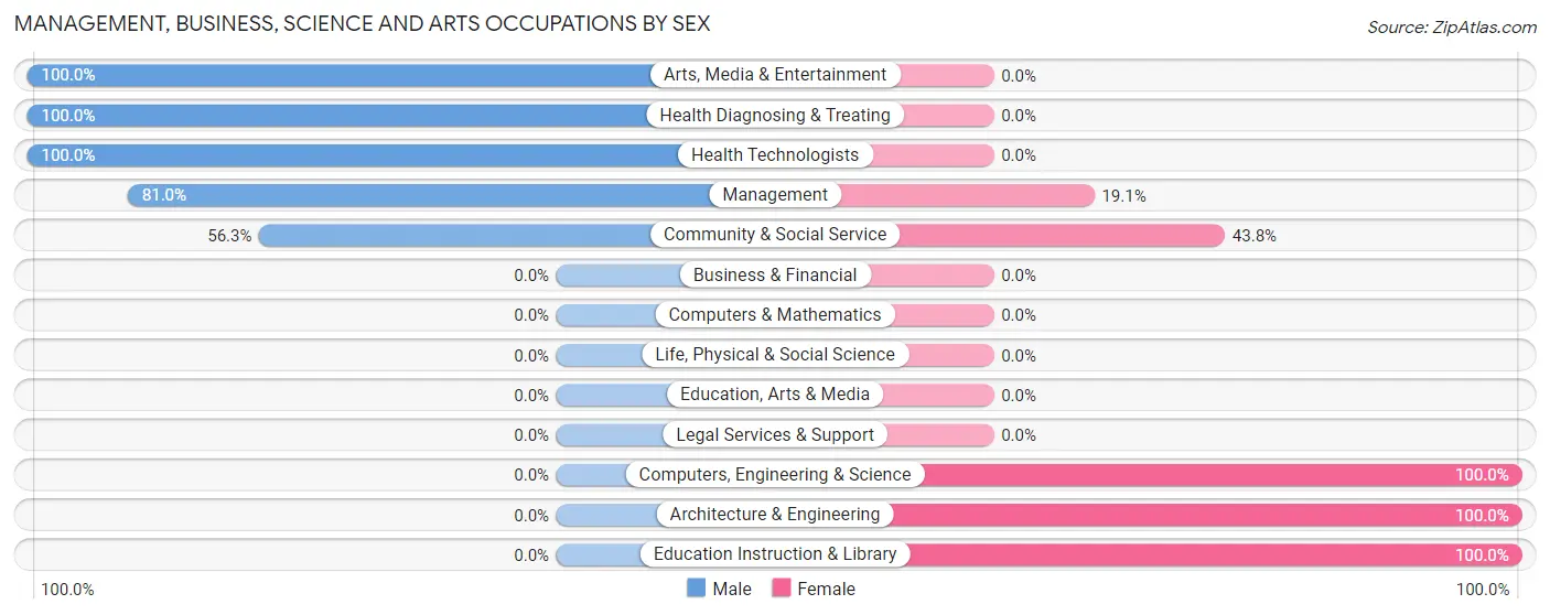 Management, Business, Science and Arts Occupations by Sex in Gallatin River Ranch