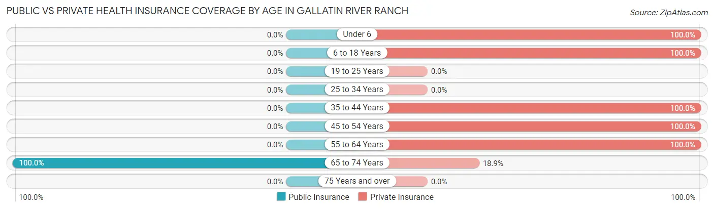 Public vs Private Health Insurance Coverage by Age in Gallatin River Ranch