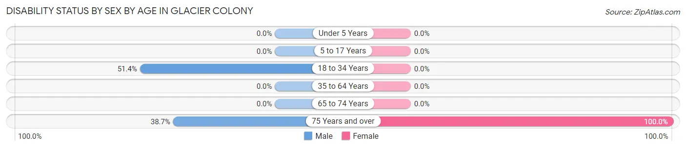 Disability Status by Sex by Age in Glacier Colony