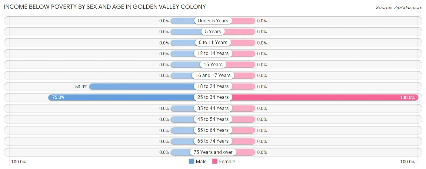 Income Below Poverty by Sex and Age in Golden Valley Colony