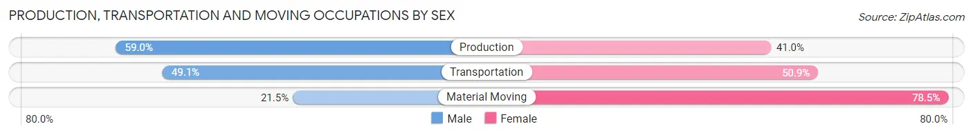 Production, Transportation and Moving Occupations by Sex in Hamilton