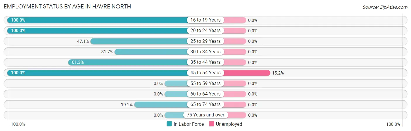 Employment Status by Age in Havre North