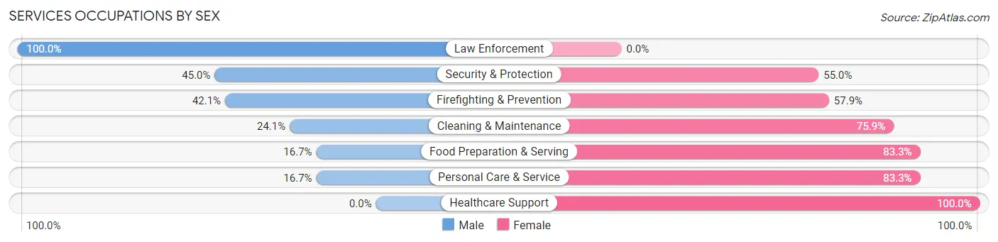 Services Occupations by Sex in Helena Flats