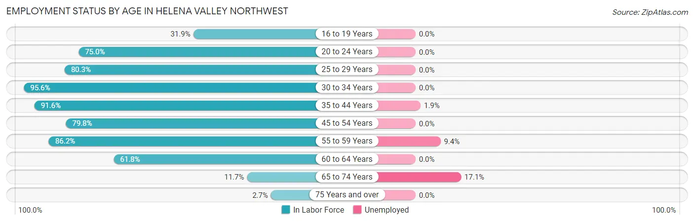 Employment Status by Age in Helena Valley Northwest