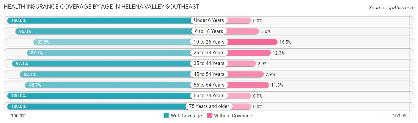 Health Insurance Coverage by Age in Helena Valley Southeast