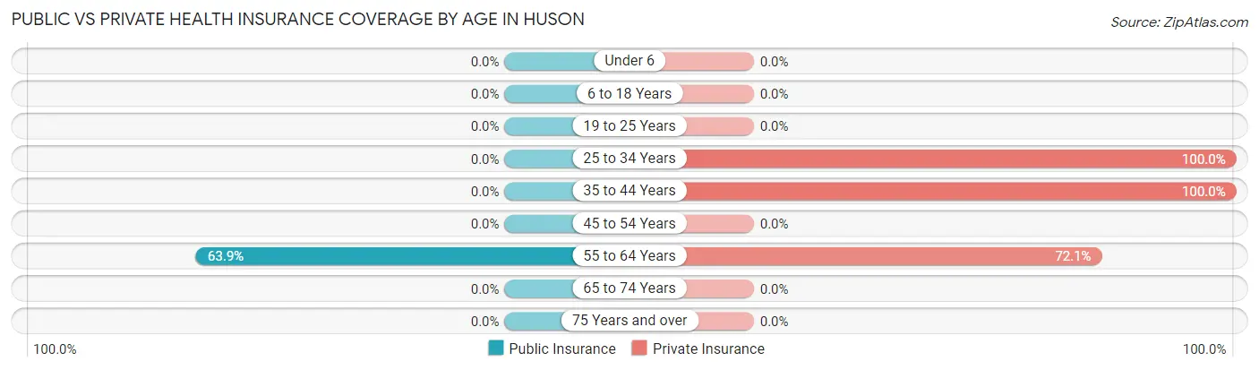 Public vs Private Health Insurance Coverage by Age in Huson