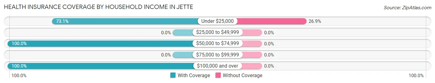 Health Insurance Coverage by Household Income in Jette