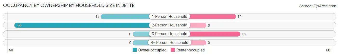 Occupancy by Ownership by Household Size in Jette