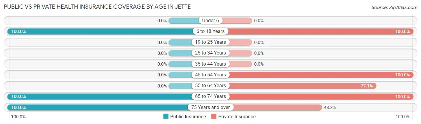 Public vs Private Health Insurance Coverage by Age in Jette