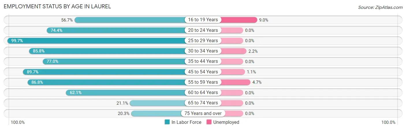 Employment Status by Age in Laurel
