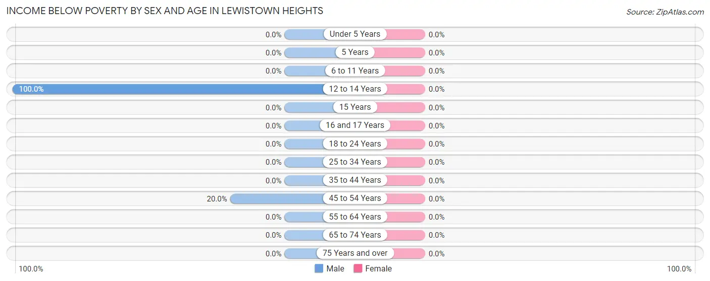 Income Below Poverty by Sex and Age in Lewistown Heights