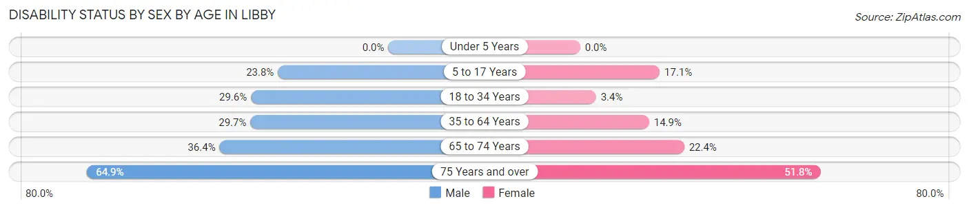 Disability Status by Sex by Age in Libby