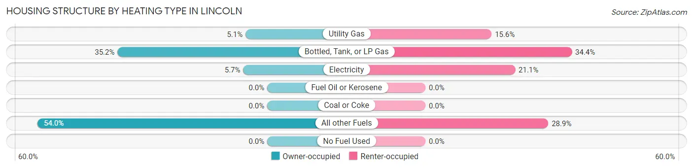 Housing Structure by Heating Type in Lincoln