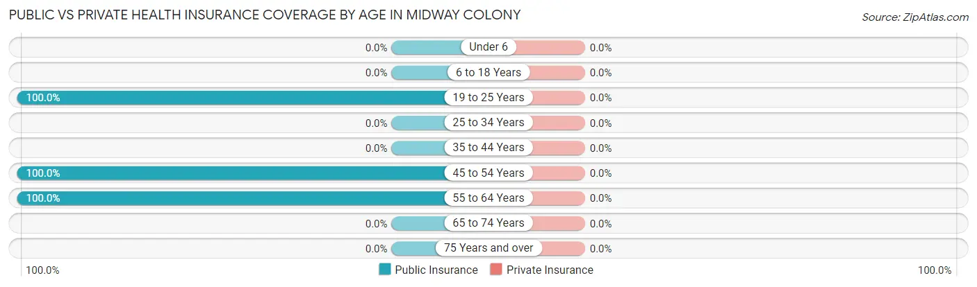 Public vs Private Health Insurance Coverage by Age in Midway Colony