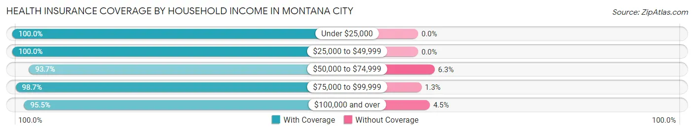 Health Insurance Coverage by Household Income in Montana City