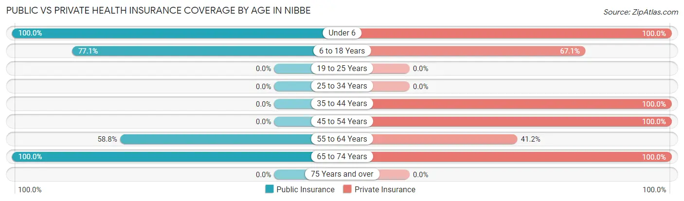 Public vs Private Health Insurance Coverage by Age in Nibbe