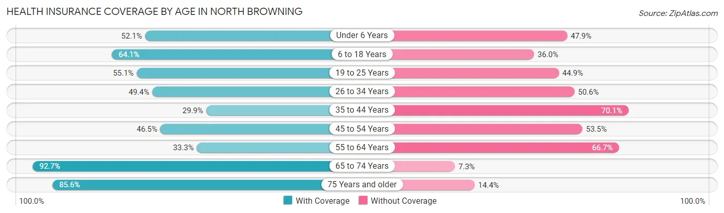 Health Insurance Coverage by Age in North Browning