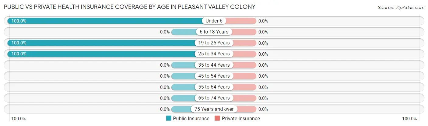 Public vs Private Health Insurance Coverage by Age in Pleasant Valley Colony