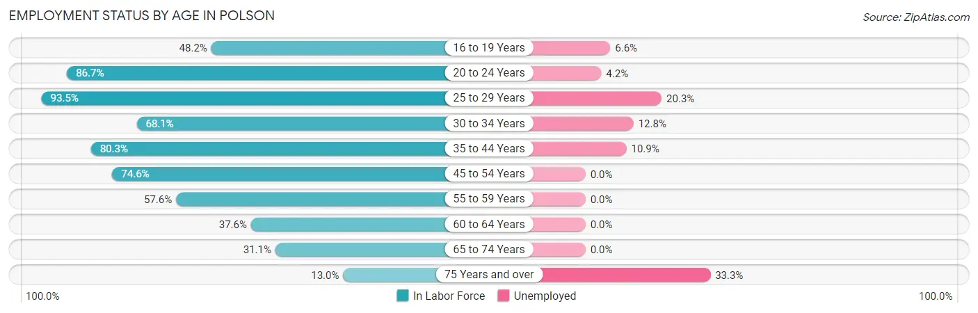 Employment Status by Age in Polson